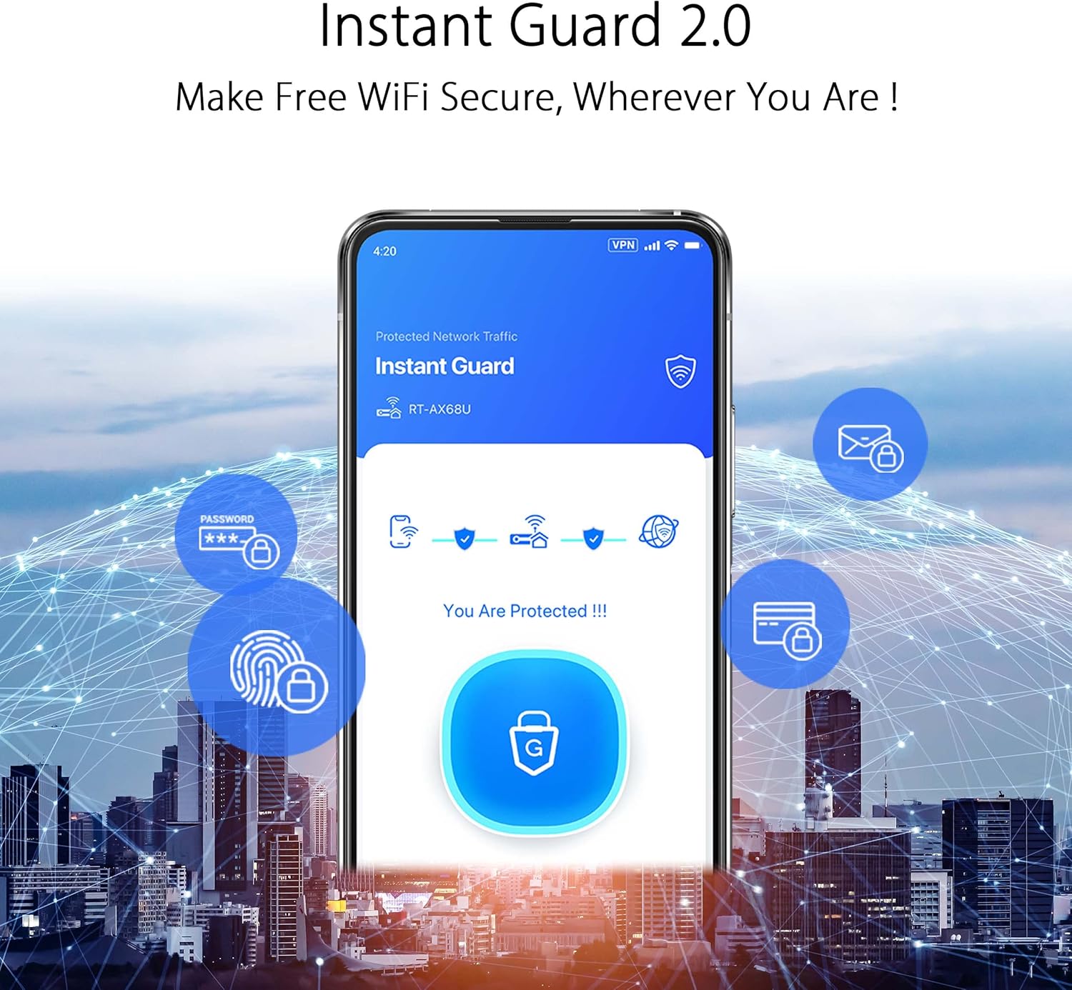 WiFi 6 Dual Band Extendable Router with Parental Controls and VPN U746