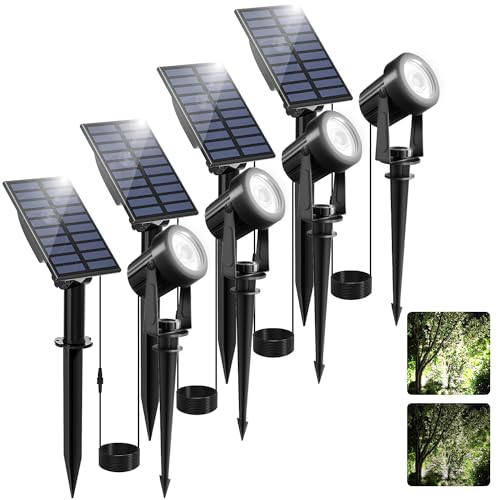 T-SUN Solar Spot Lights Outdoor Solar Spotlights Cold White Spotlight IP65 Waterproof Landscape Light Auto On/Off Solar Lights for Garden Yard Lawn Path