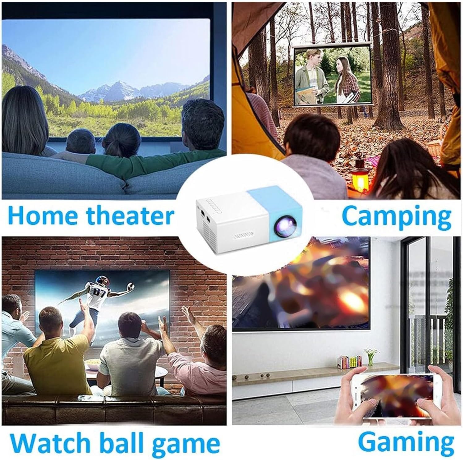 Mini Projector, 1080P HD Portable with HDMI, USB, for Home Theater Outdoor Z96670