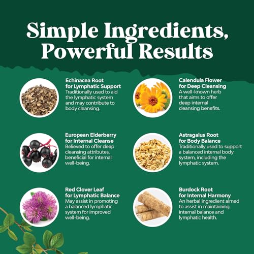 Organic Lymphatic Drainage Drops with Herbal Extracts, Vegan, Alcohol Free, 30 Servings P891633