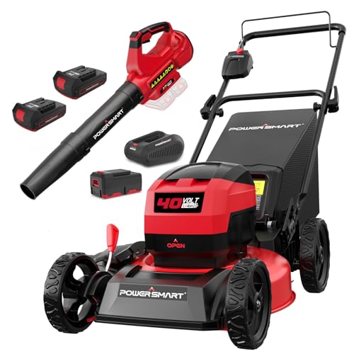 PowerSmart 40V 17" Cordless Electric Lawn Mower, 3-in-1 Brushless Push Lawn Mower with 4.0Ah Battery & Charge