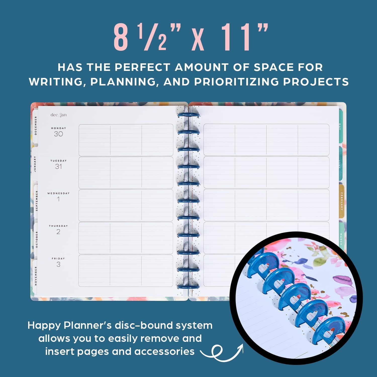 Disc-Bound 12-Month Academic Planner, Daily and Monthly, Big Size, 8.5" x 11" Y907