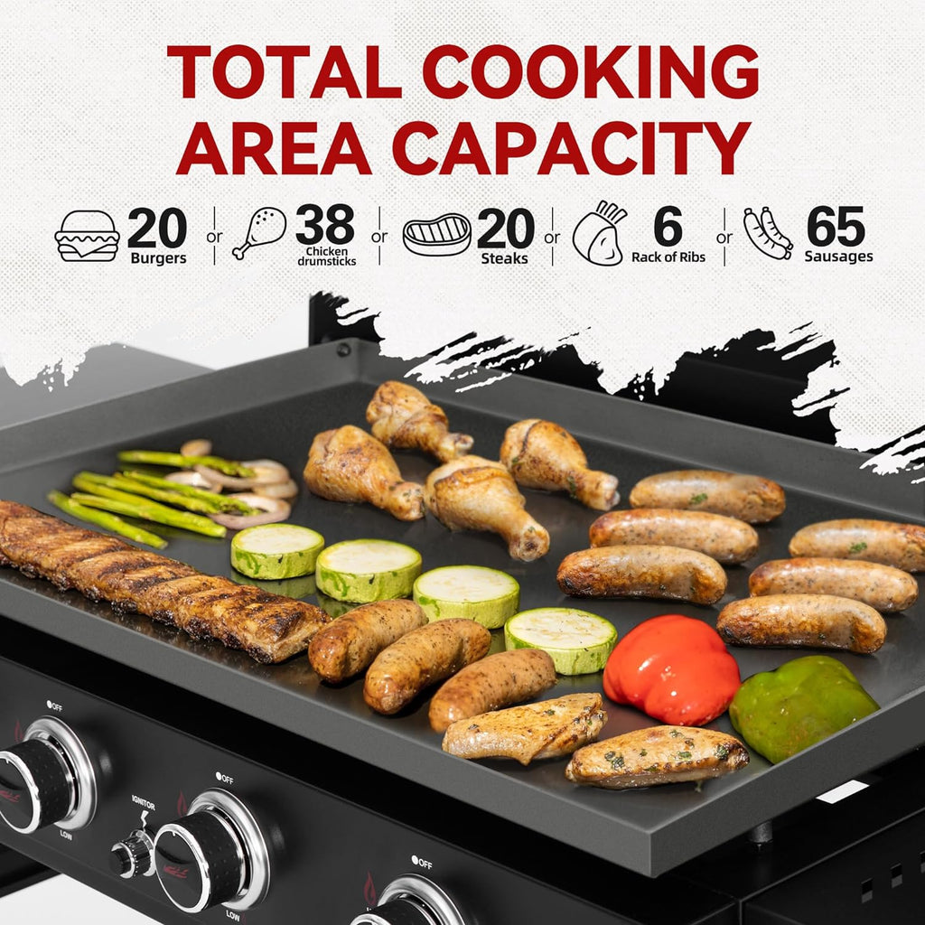 4-Burner Propane Gas Griddle with Hard Cover, 35-Inch Flat Top BBQ Grill C6416
