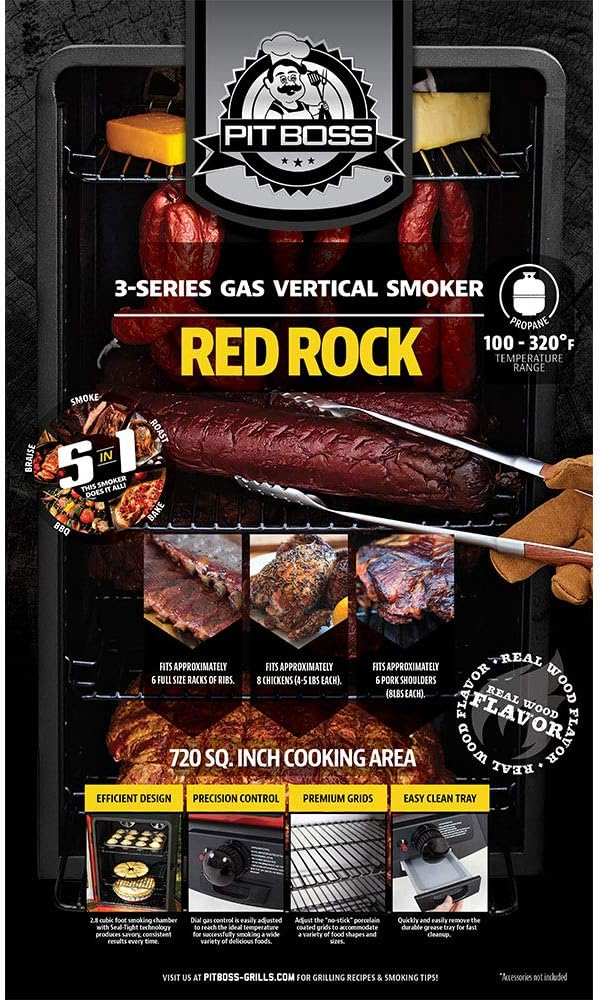 Vertical LP Gas Smoker, Red B536