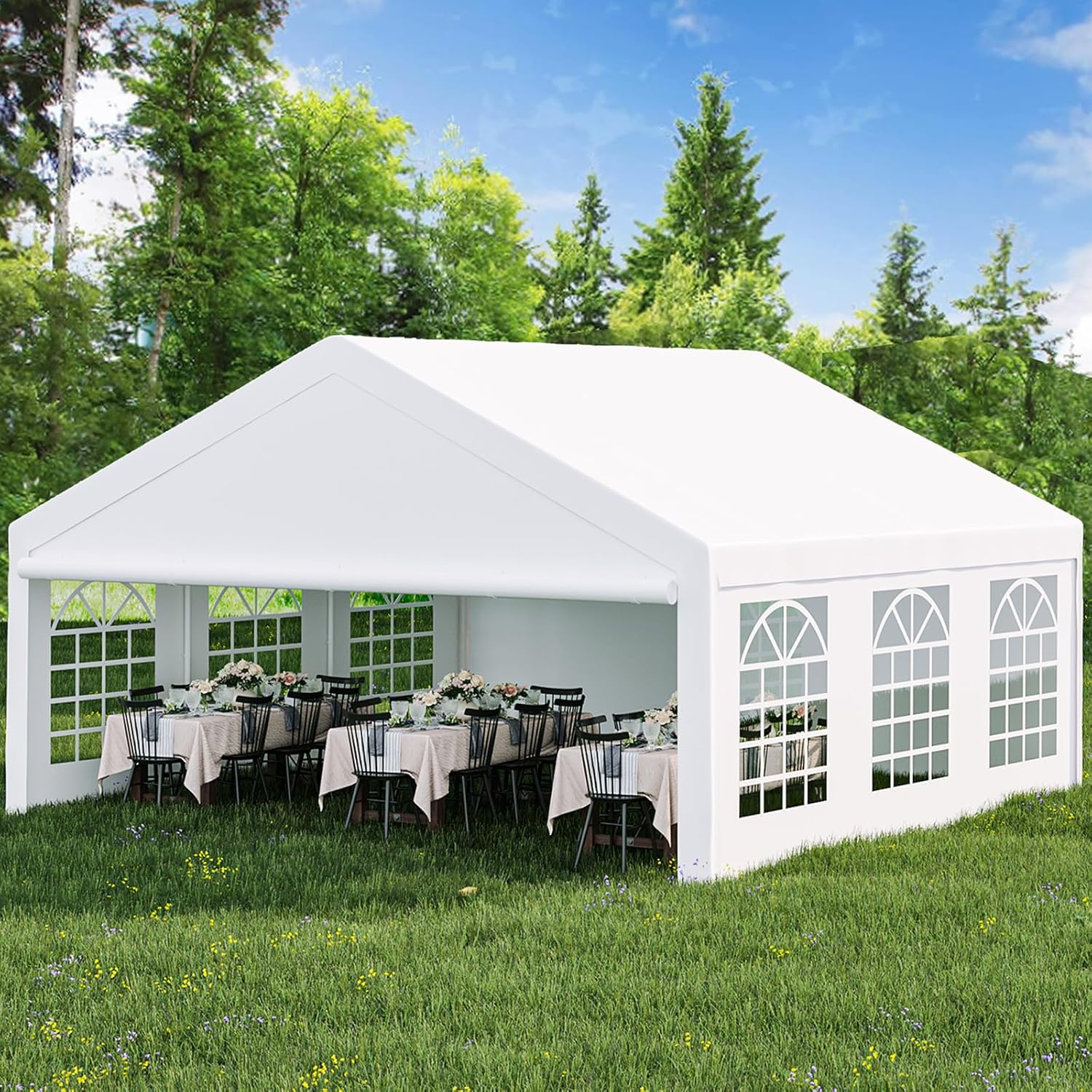 20 x 20 FT Outdoor Party Tent Canopy with Removable Sidewalls, White R736426