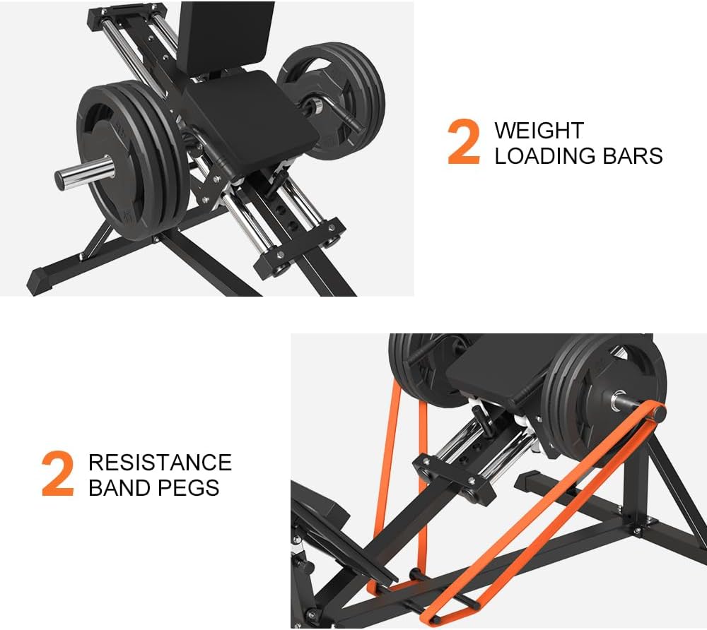 Compact Leg Press Machine with Calf Block, Plate-Loaded, 1000LBS Capacity I6143