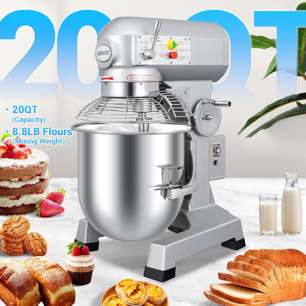 20Qt 1100W Commercial Food Mixer with Stainless Steel Bowl A9106