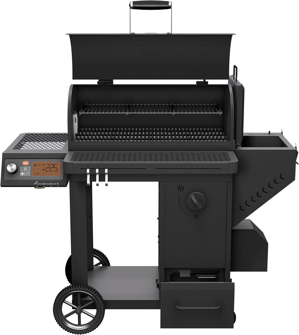 Charcoal Smoker and Grill, Black Steel A38635