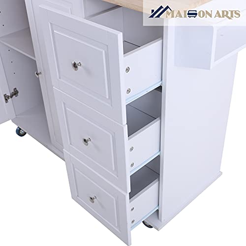 Kitchen Island with Drop Leaf on Wheels, 2 Doors & 3 Drawers, Grey Z23198