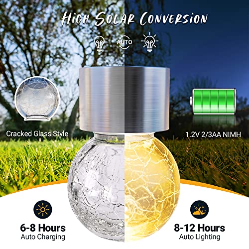 8 Pack Solar Hanging Lights for Outdoor Christmas Decoration, Cracked Glass, Waterproof A575324