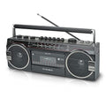 AudioBox RXC-25BT Retrobox 2 Way Speaker System Boombox w/Bluetooth Connectivity, AM/FM/SW Radio, USB and SD Card Connection, & Cassette Player, Red