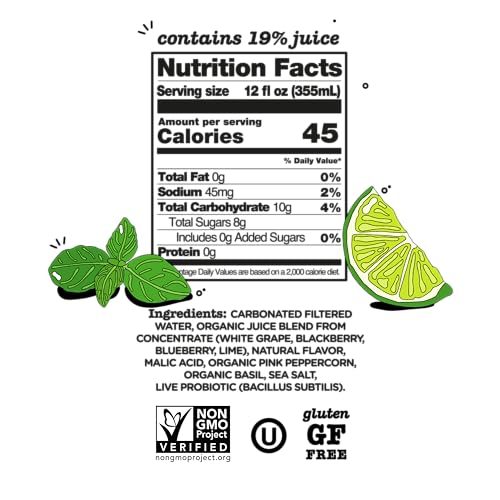 Sparkling Probiotic Soda, Vegan Gut Health Drink, No Added Sugar, 12 Pack T6054