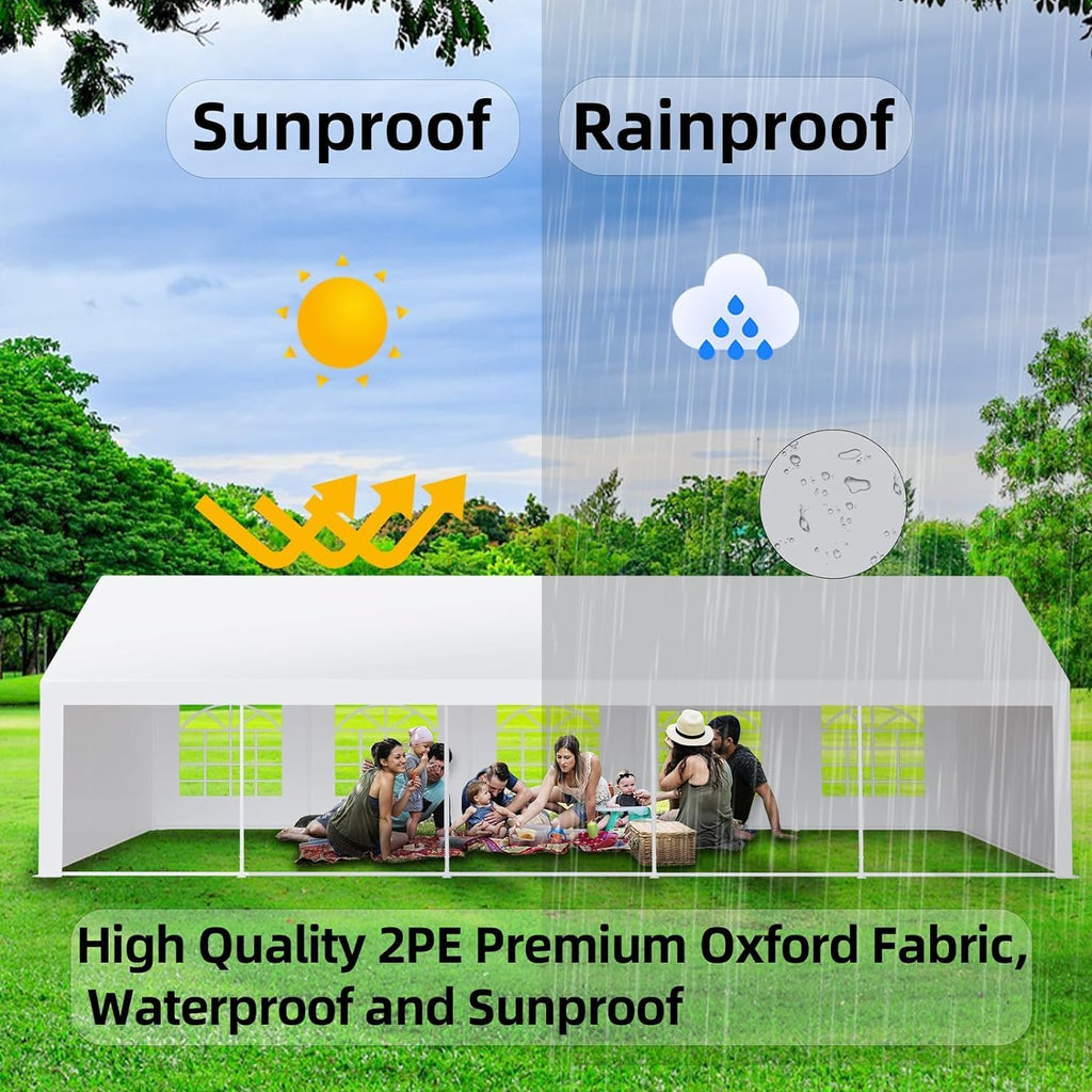 20x40 FT Party Tent with White Roof and Detachable Sidewalls G457