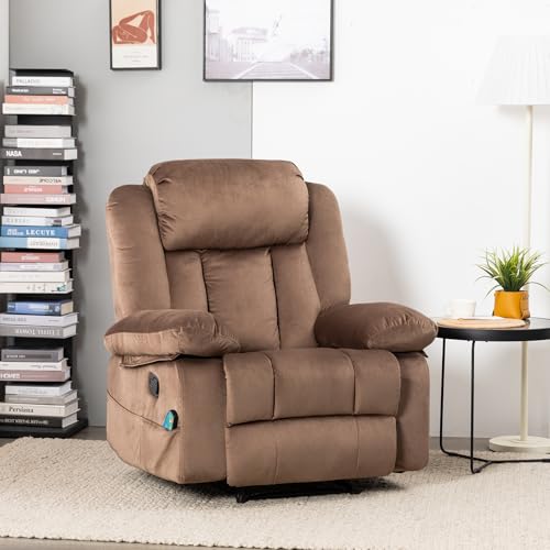 Massage Recliner Chair with Heat, 360° Swivel Rocking for Living Room W417908
