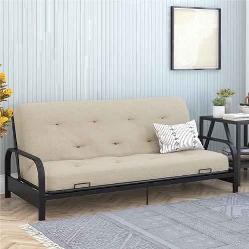 6-Inch Bonnell Coil Futon Mattress, Polyester Linen, Full, Dark Gray X2340