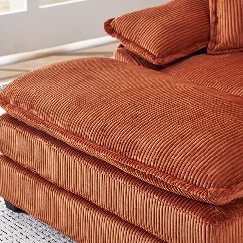 Corduroy Chaise Lounge Chair with Ottoman and Lumbar Pillows G200