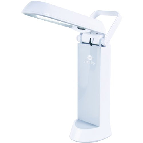 OttLite Folding Task Lamp, Black – Multi-Position Shade, Fold-Up Design, Portable Handle, Low Heat, Low Glare Illumination, Fits Desks & Workstations