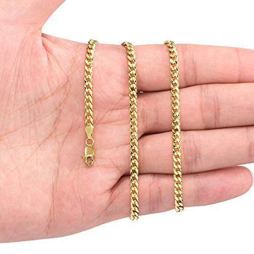 14k Yellow Gold 4mm Miami Cuban Link Chain Pendant Necklace S483868