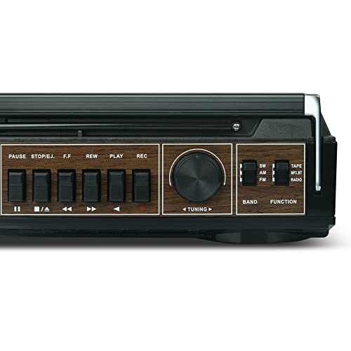 2-Way Boombox with Bluetooth, AM/FM Radio, USB, SD Card, and Cassette Player, Red K645986