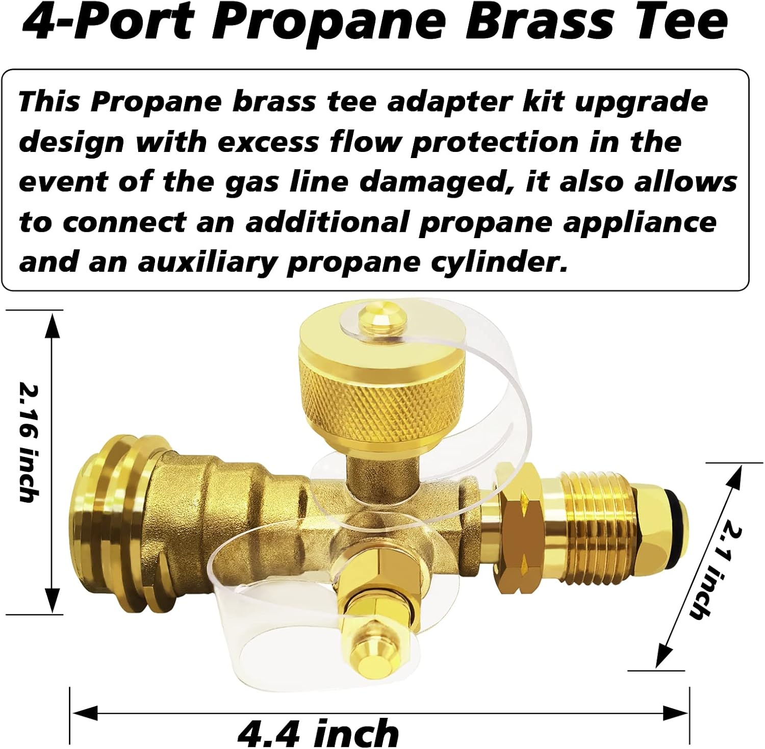 Propane Brass 4 Port Tee Kit with 5FT and 12FT Stainless Braided Hoses L58566