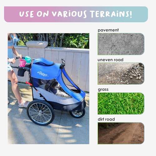 Pet Jogger/Stroller and Bike Trailer for Small to Large Dogs, Cats, and Pets, Supports up to 77LBS C367666