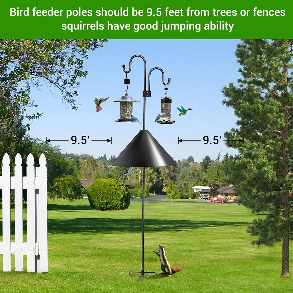 Squirrel Baffle for Bird Feeder Pole, Outdoor Pole Mount Guard, Black Y34434
