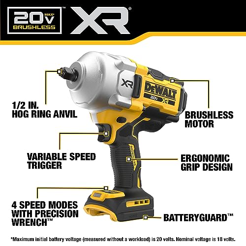 Cordless Impact Wrench Kit, 1/2" Hog Ring, Battery and Charger Included E566676