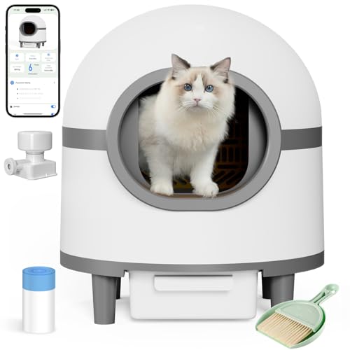 Self Cleaning Cat Litter Box, Automatic Cat Litter Box Self Cleaning, Double Odor Removal & Safety Protection Cat Litter Box Automatic Cleaning with Liner - 2024 New Version