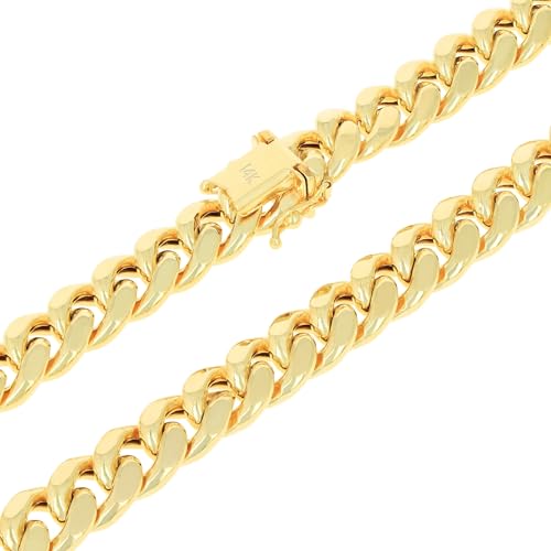 14k Yellow Gold 9mm Miami Cuban Link Chain Necklace J833