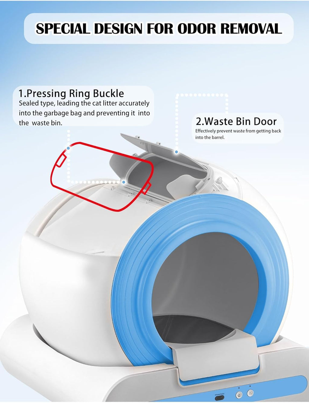 Automatic Self Cleaning Cat Litter Box with App Odor Control H7220
