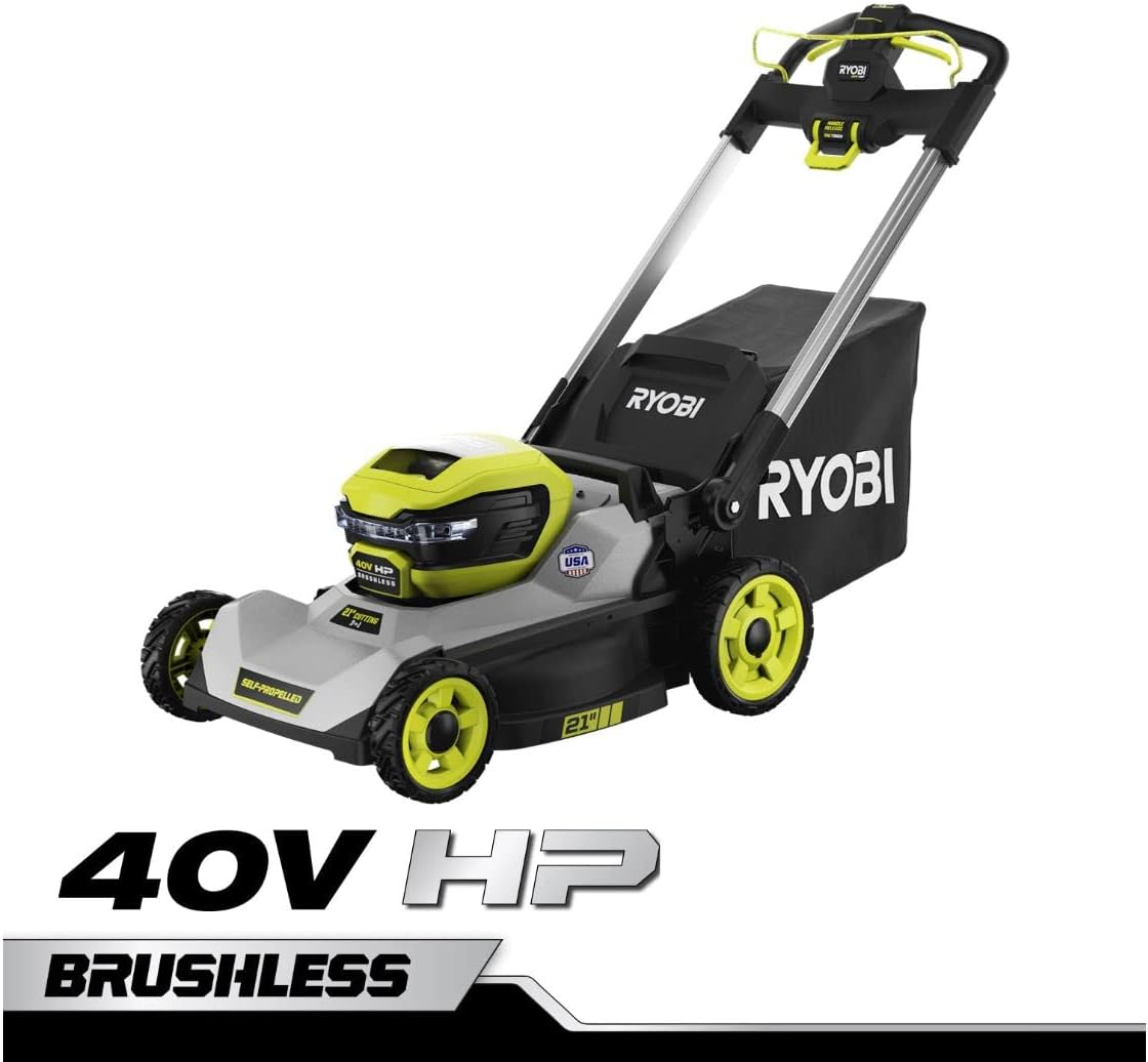 RYOBI 40V HP Brushless 21 in. Cordless Battery Walk Behind Self-Propelled Lawn Mower with (2) 6.0 Ah Batteries and Charger