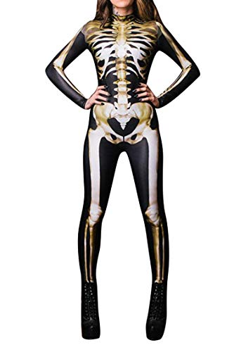Women's Skeleton One-Piece Swimsuit Costume with Zip-Back Z324420