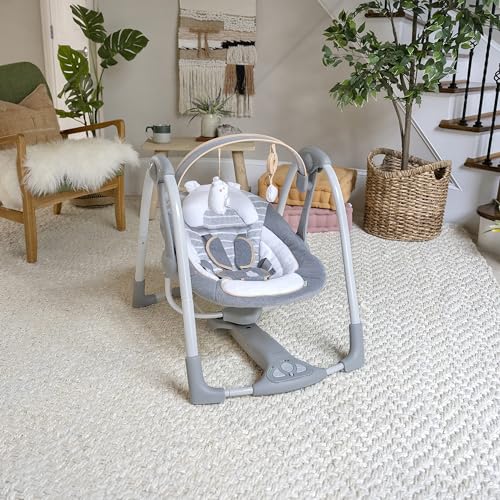 2-in-1 Portable Baby Swing & Infant Seat with Vibrations and Nature Sounds T7354