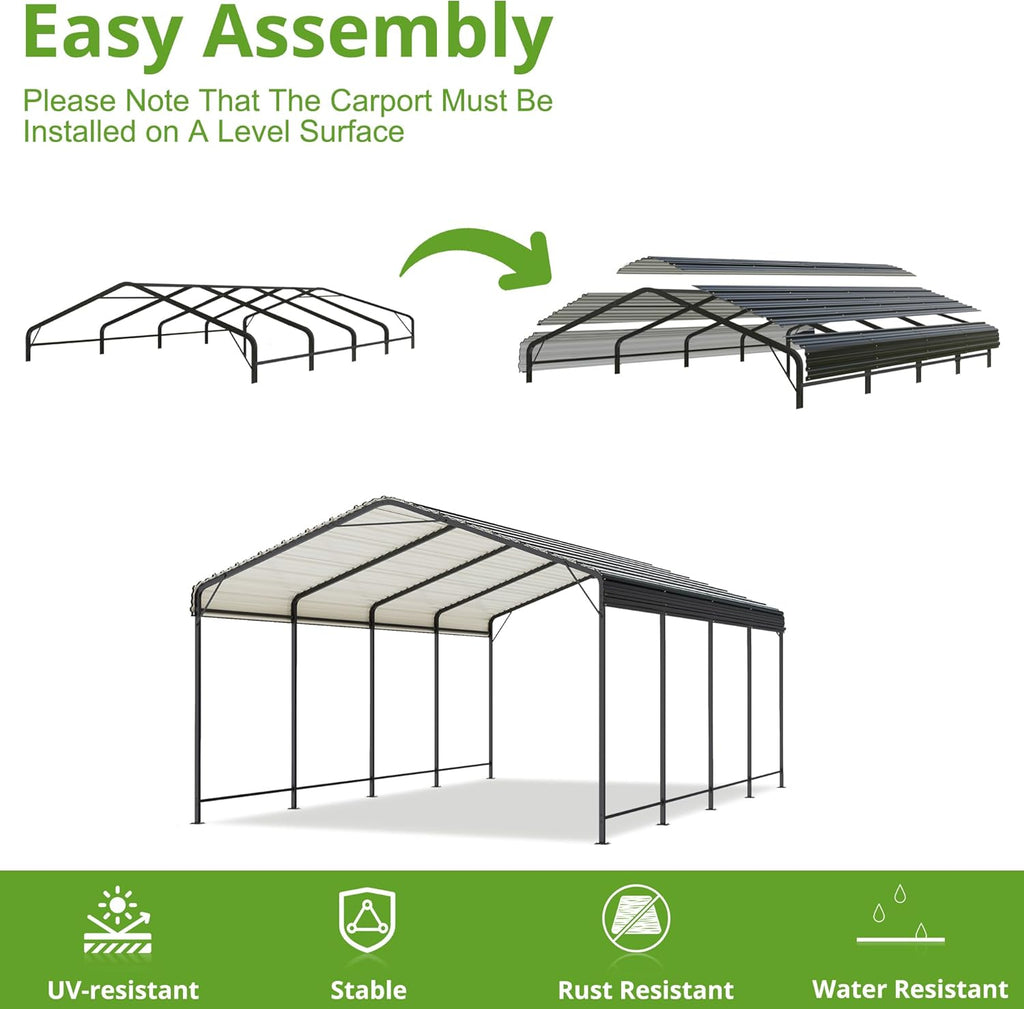 Heavy Duty Galvanized Metal Carport for Car, Boat and Truck Y817