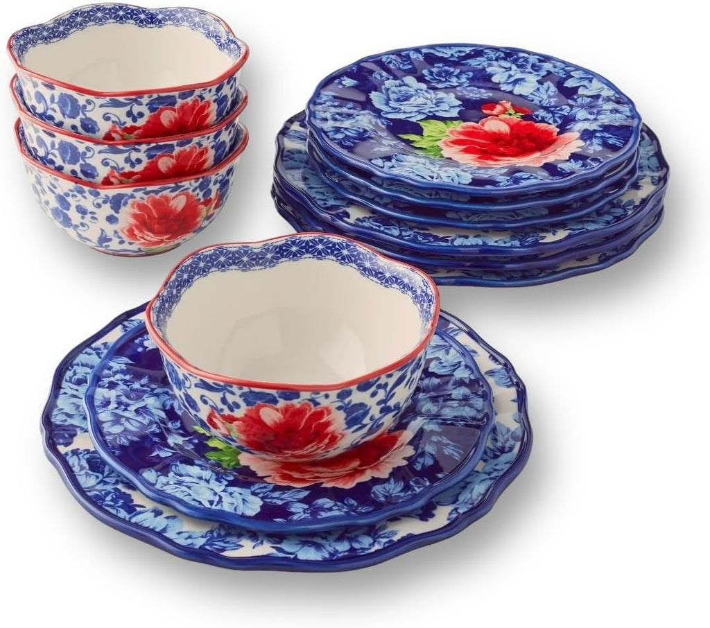 Pioneer Woman 12-Piece Heritage Floral Dinnerware Set (Blue Floral)