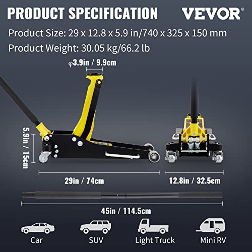 3 Ton Low Profile Steel Racing Floor Jack with Dual Pistons L49524