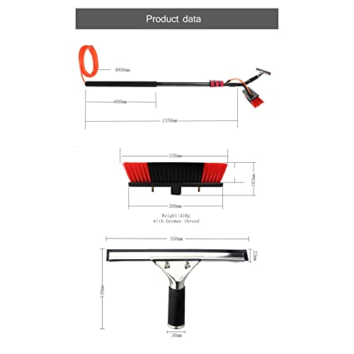 Water Fed Pole Window Cleaning Kit with Scrubber and Squeegee F44421
