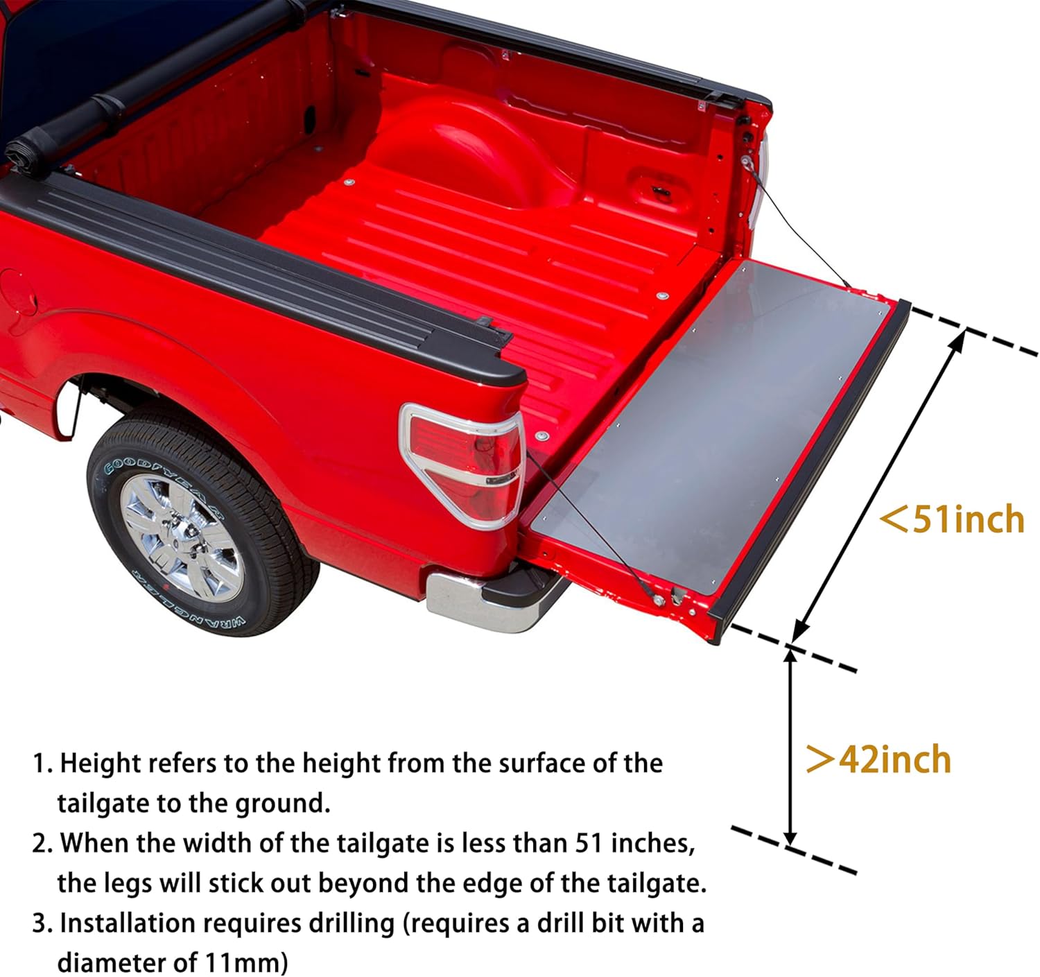 Foldable Pickup Truck Tailgate Ladder with Grab Handle, Heavy Duty Folding Step Ladder X190