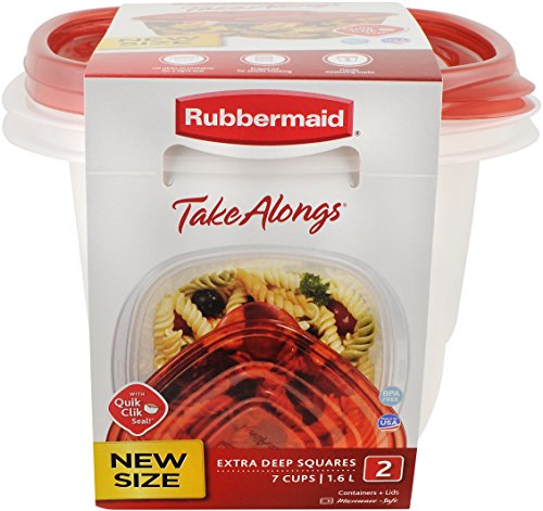 Rubbermaid TakeAlongs Rectangular Food Storage Containers, 4 Cup, Tint Chili, 2 Count