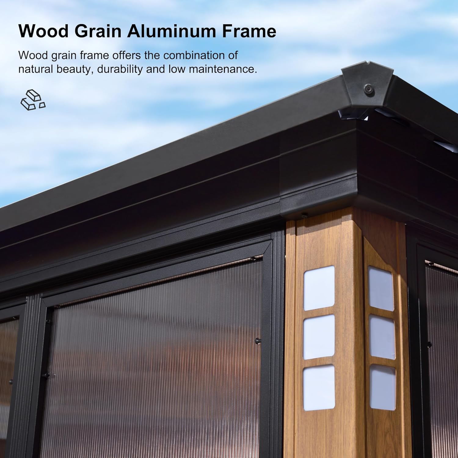 Patio Hardtop Gazebo Double Top Outdoor Screen House with Detachable Windows R7242