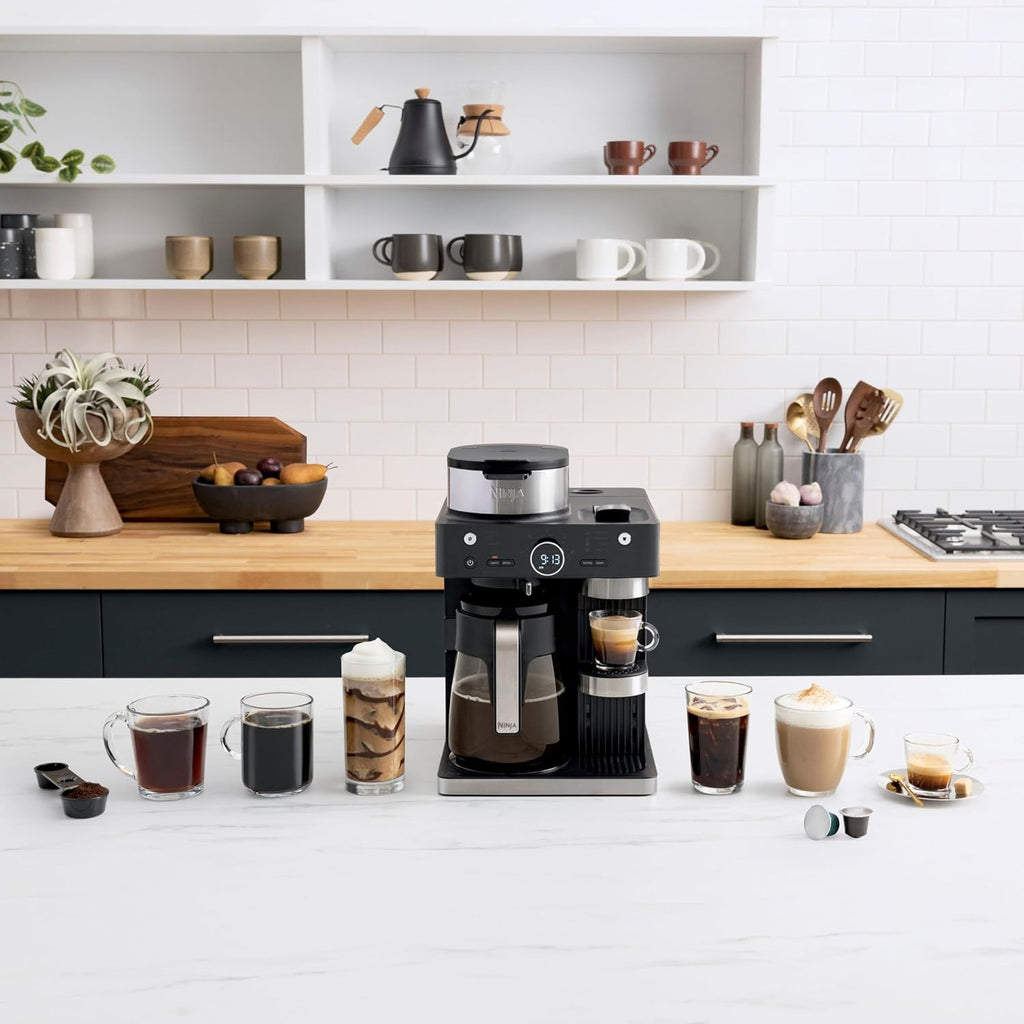 Espresso & Coffee Barista System with Ristretto Function, Single-Serve & 12-Cup Carafe, Built-in Frother A553936