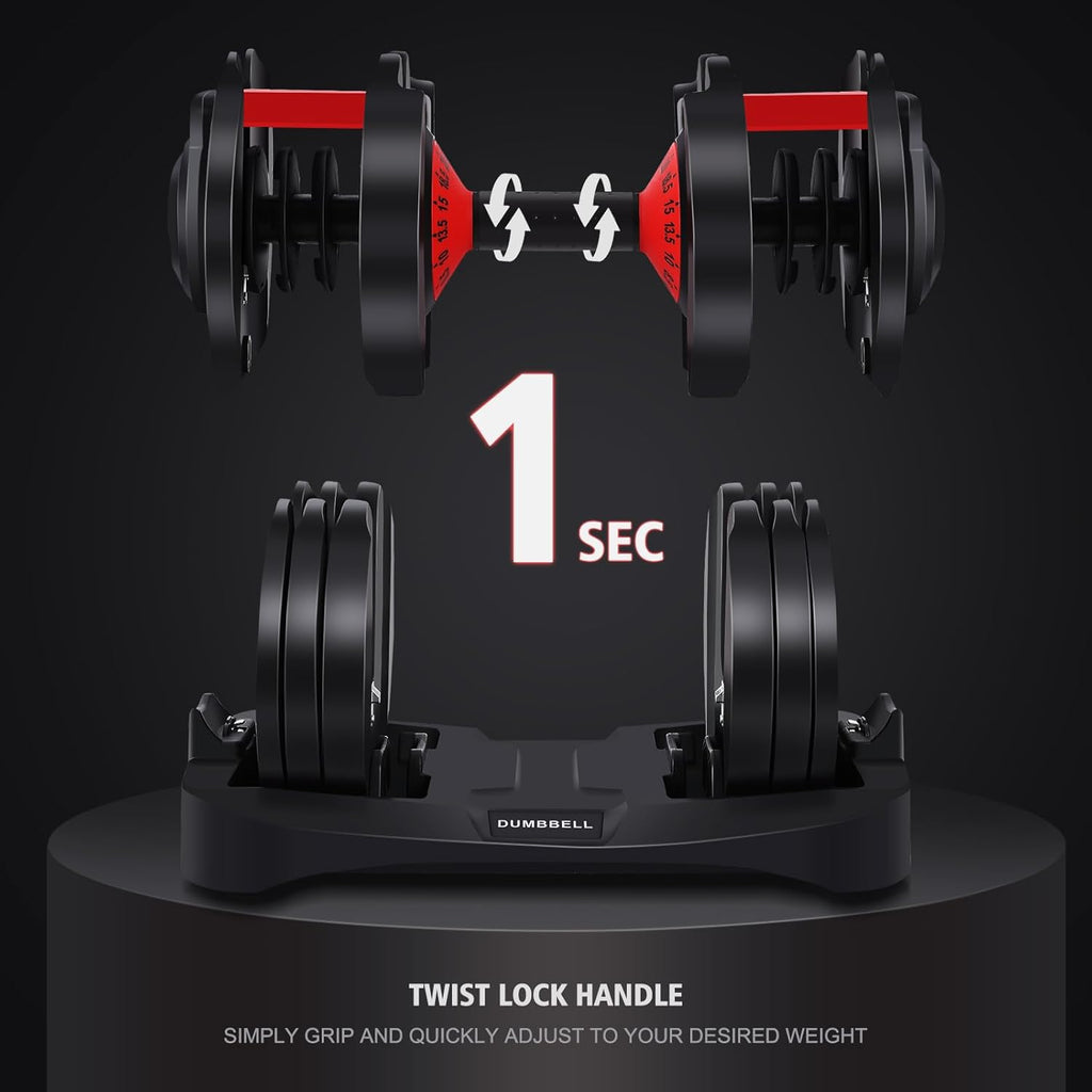 Adjustable Dumbbell Set, 53LB, Anti-Slip Handle, Home Gym U38379