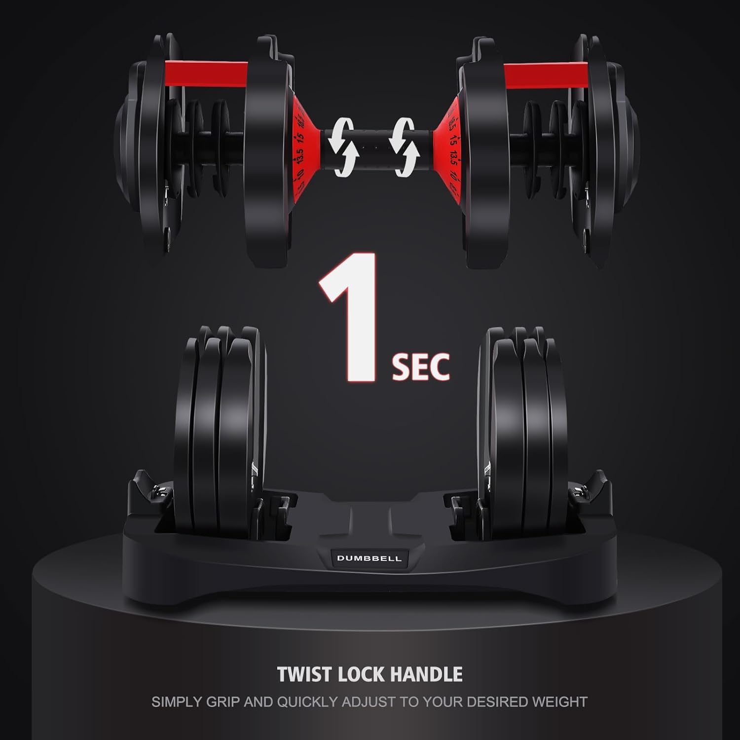 Adjustable Dumbbell Set, 53LB, Anti-Slip Handle, Home Gym U38379