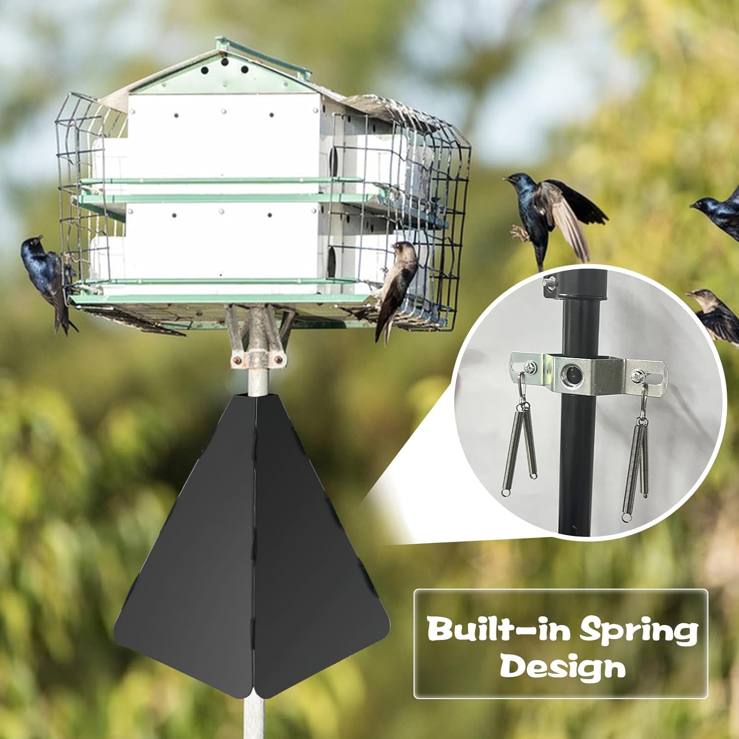 Squirrel Baffle for Bird Feeder Pole, Outdoor Bird Food House Guard, Black Q9846