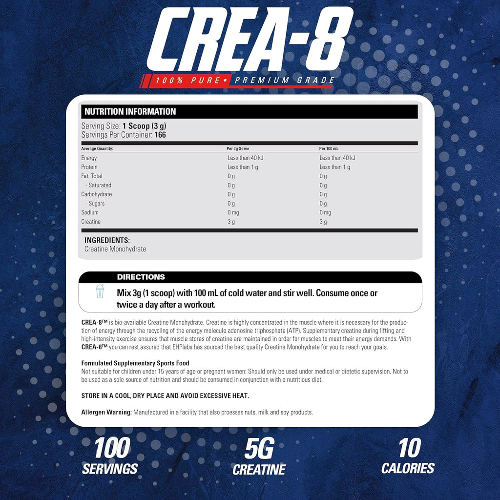 Creatine Monohydrate Powder for Muscle Growth, Unflavored, 100 Servings J6984