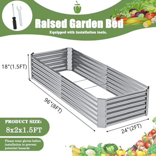 Galvanized Raised Garden Bed, Large Metal Planter Box, 8x4x1ft, 2 Pack F6689