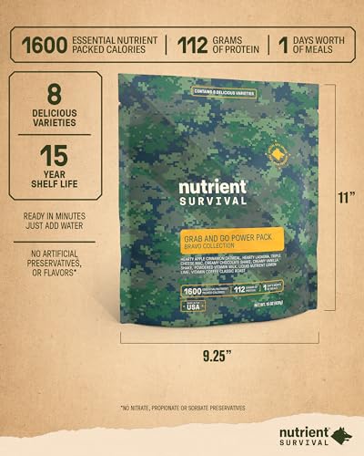 MRE Grab and Go Power Pack, 8 Servings Ready to Eat Meals, Emergency Food Supply J609