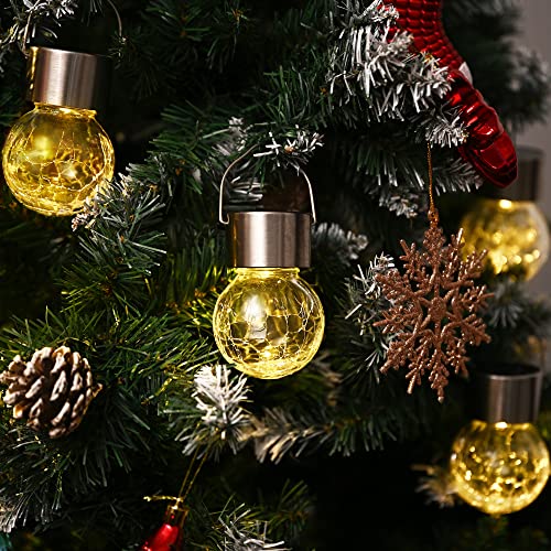 8 Pack Solar Hanging Lights for Outdoor Christmas Decoration, Cracked Glass, Waterproof A575324