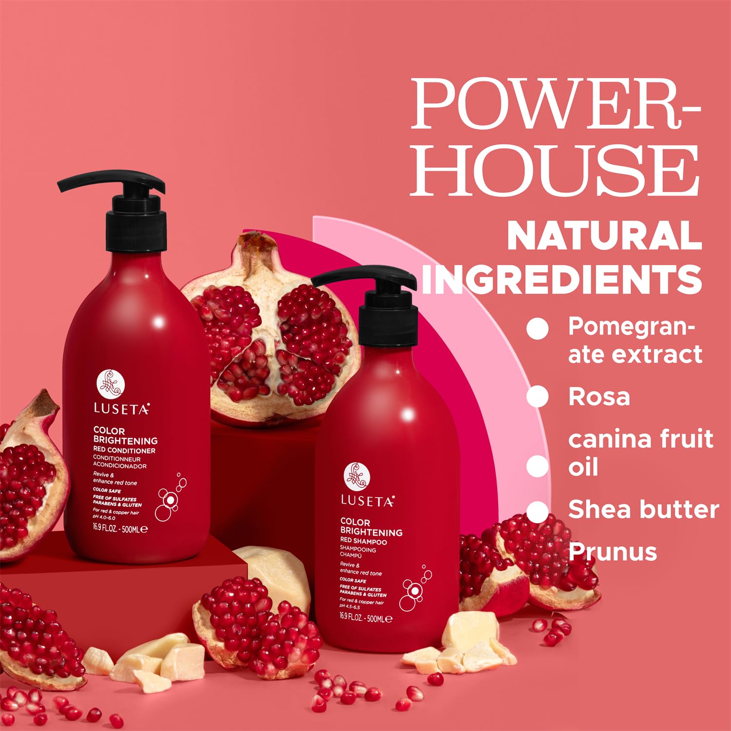 Red Shampoo and Conditioner Set for Color Treated Hair, Sulfate Free, 2 x 16.9oz W505