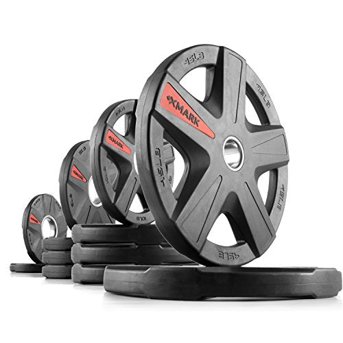 Olympic Weight Plate Set with 7' Bar, Rubber Coated, for Home Gyms K425